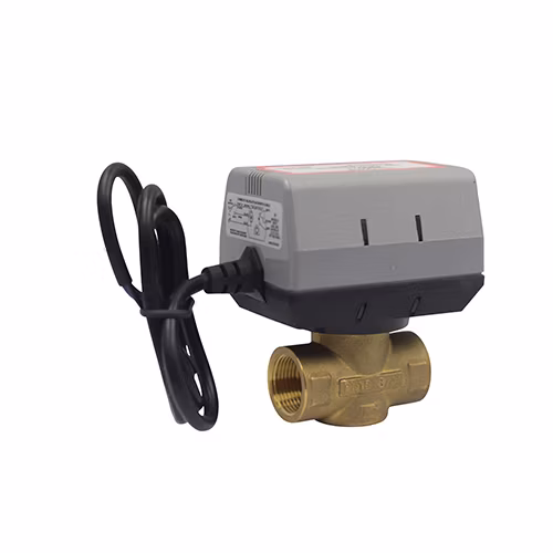 Rotary Actuator 3 Way Electrical Motorized Ball Valve Thermostatic Water Mixing Diverting Valve with Electric Acuator