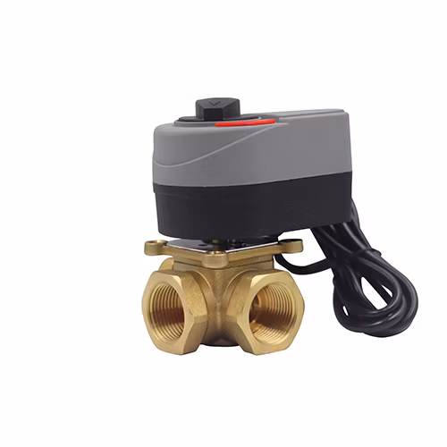 Rotary Actuator 3 Way Electrical Motorized Ball Valve Thermostatic Water Mixing Diverting Valve with Electric Acuator