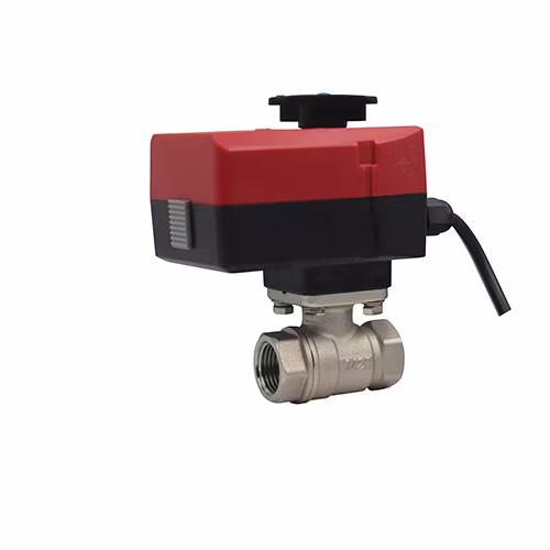 Rotary Actuator 3 Way Electrical Motorized Ball Valve Thermostatic Water Mixing Diverting Valve with Electric Acuator