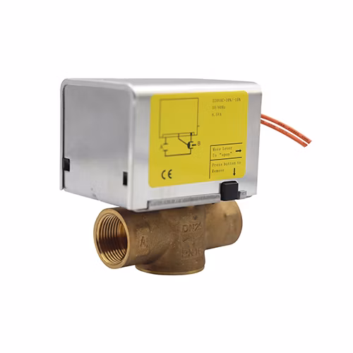 Rotary Actuator 3 Way Electrical Motorized Ball Valve Thermostatic Water Mixing Diverting Valve with Electric Acuator